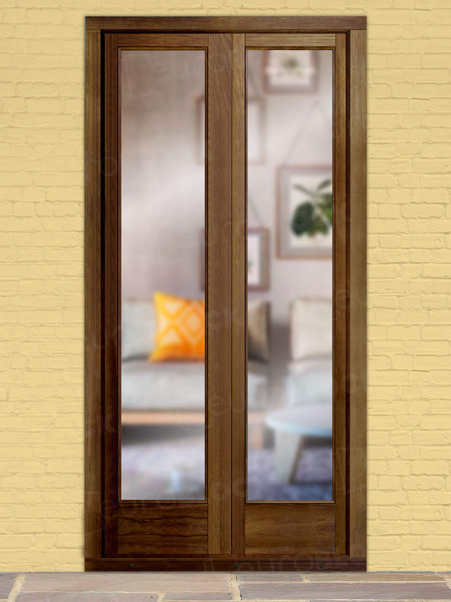 Balconera Europea Otras Medidas de Madera Maciza de Iroko V2 Teñida (Cristal Transparente Incluido)