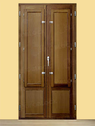 Balconera Europea de 200 cm de Madera Maciza de Iroko Huelva V2 Teñida (Cristal Transparente Incluido)