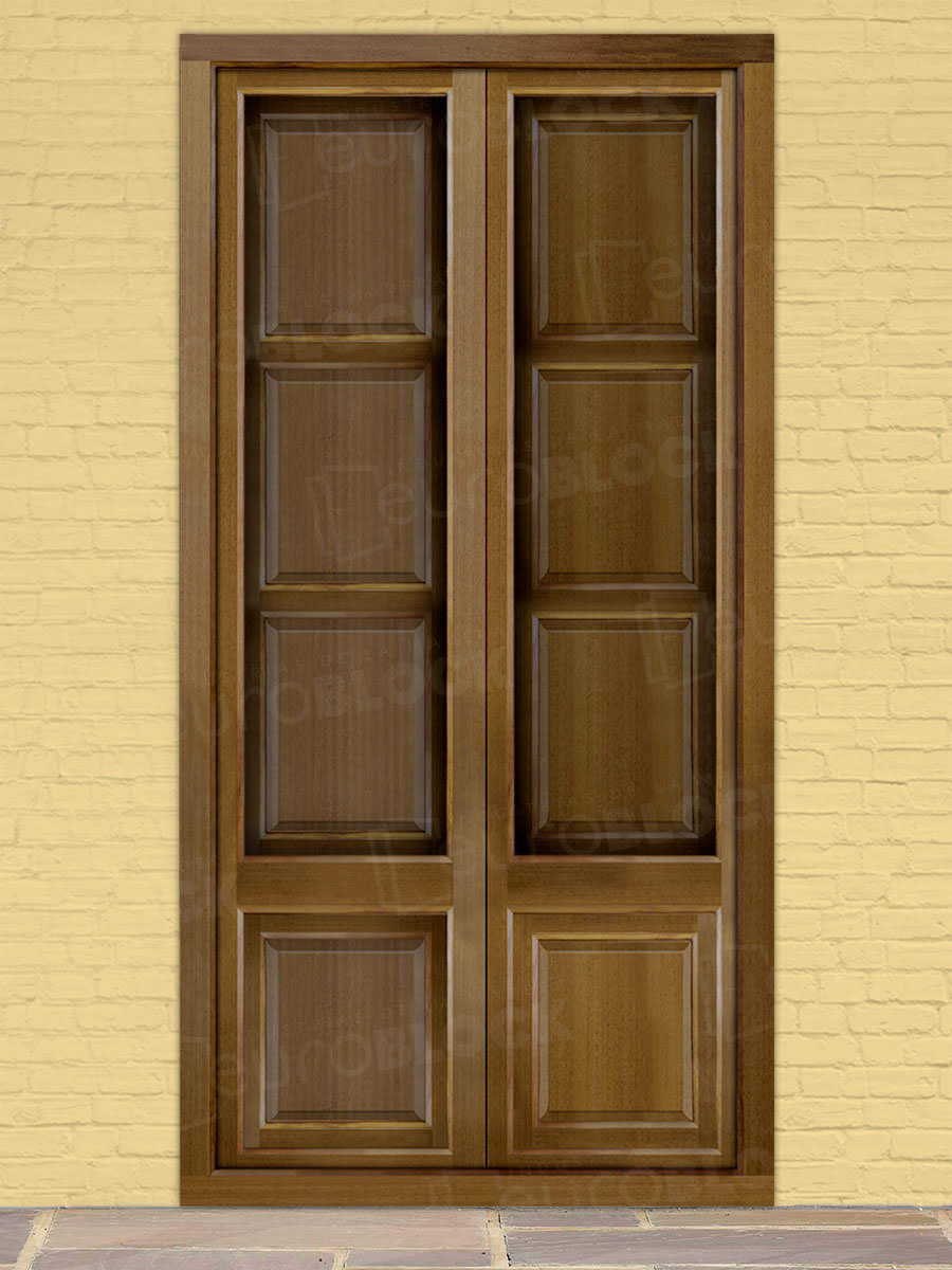 Balconera Europea Otras Medidas de Madera Maciza de Iroko Huesca V2 Teñida (Cristal Transparente Incluido)