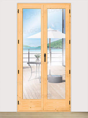 Balconera Europea de 200 cm de Madera Maciza de Pino V2 Barniz (Cristal Transparente Incluido)