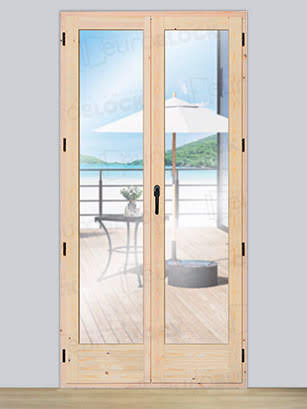Balconera Europea Otras Medidas de Madera Maciza de Pino V2 Crudo (Cristal Transparente Incluido)