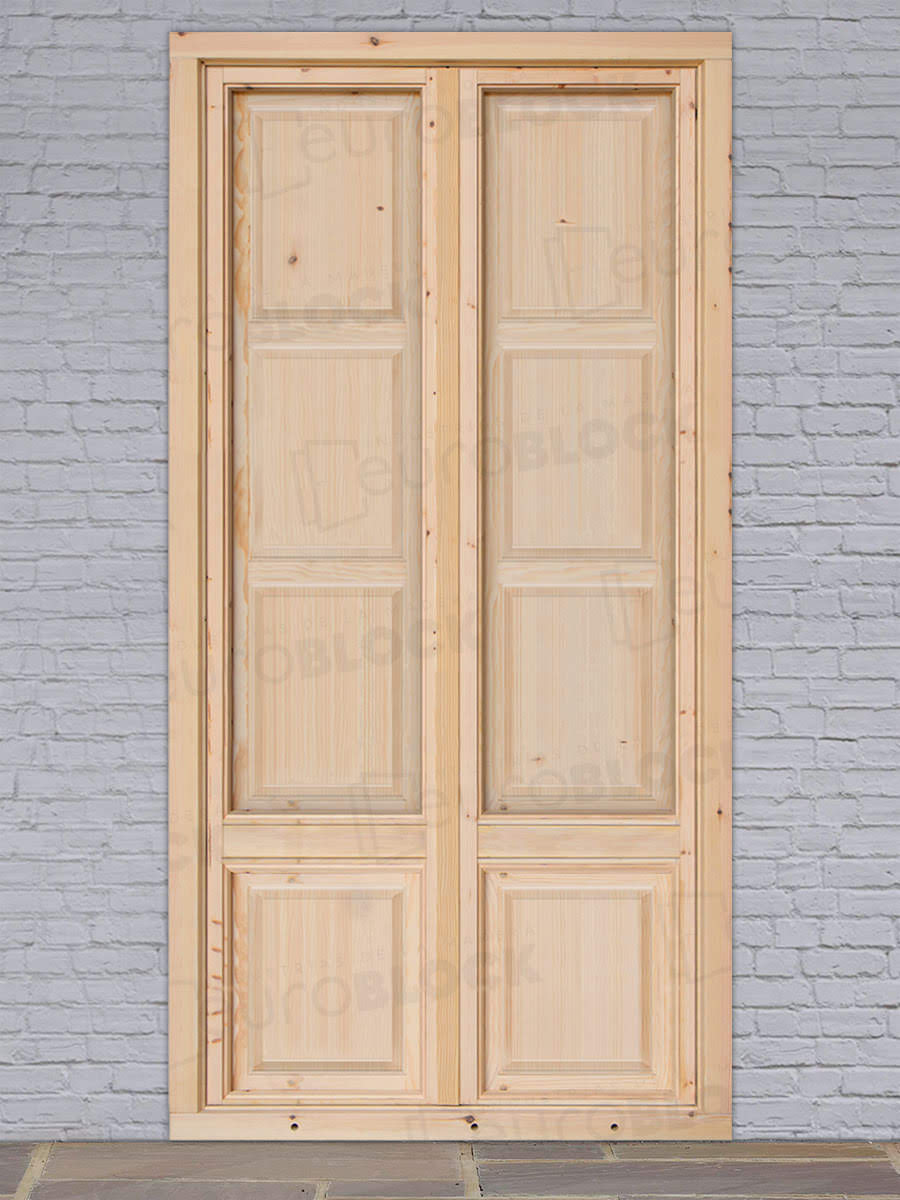 Balconera Europea Otras Medidas de Madera Maciza de Pino Huesca V2 Crudo (Cristal Transparente Incluido)