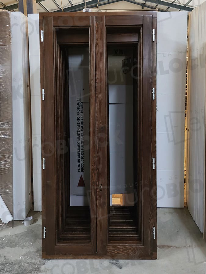 Balconera Europea Otras Medidas de Madera Maciza de Pino V2 Teñida (Cristal Transparente Incluido)