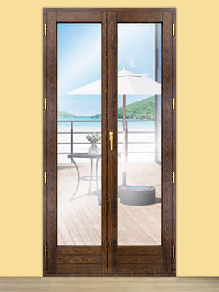 Balconera Europea de 200 cm de Madera Maciza de Pino V2 Teñida (Cristal Transparente Incluido)