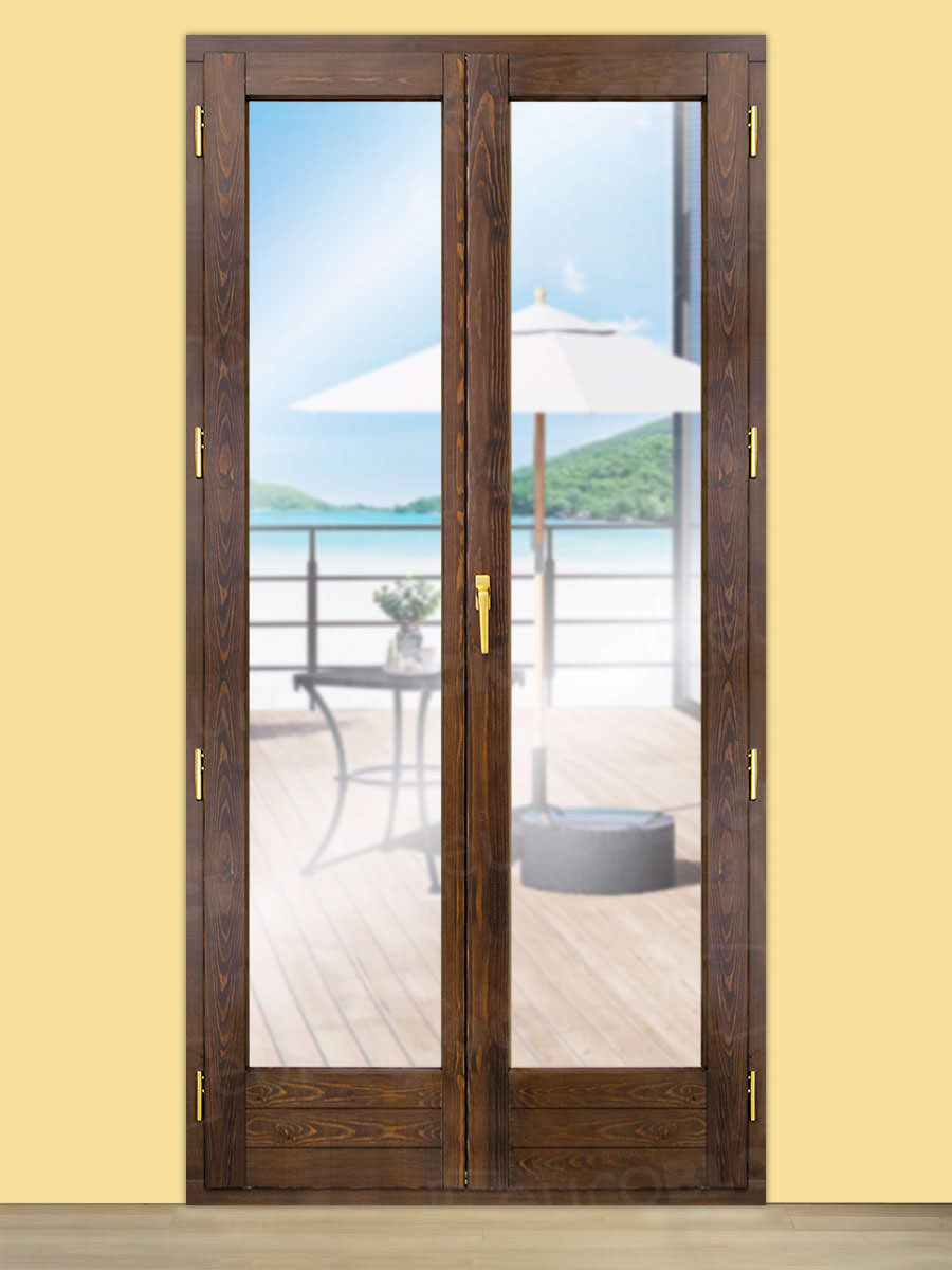 Balconera Europea Otras Medidas de Madera Maciza de Pino V2 Teñida (Cristal Transparente Incluido)