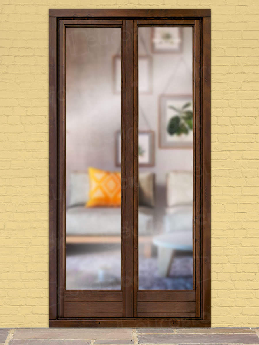 Balconera Europea Otras Medidas de Madera Maciza de Pino V2 Teñida (Cristal Transparente Incluido)