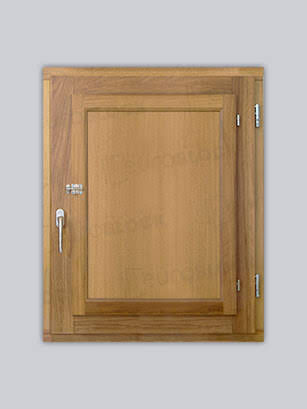 Ventana Europea de Madera Maciza de Iroko Huelva V1 Crudo (Cristal Transparente Incluido)