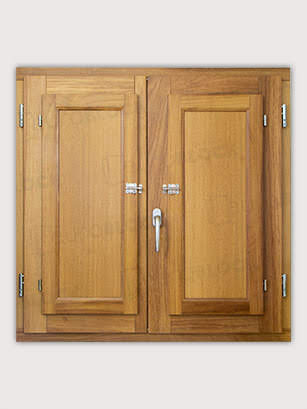 Ventana Europea de Madera Maciza de Iroko Huelva V2 Barniz (Cristal Transparente Incluido)