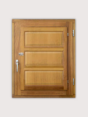 Ventana Europea de Madera Maciza de Iroko Huesca V1 3C Barniz (Cristal Transparente Incluido)