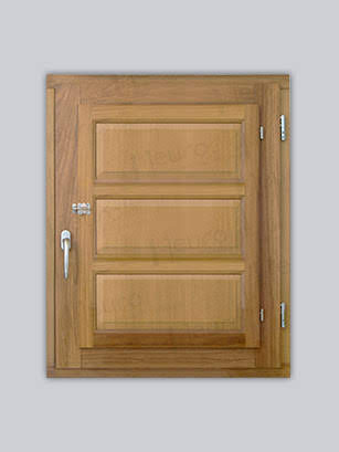 Ventana Europea de Madera Maciza de Iroko Huesca V1 3C Crudo (Cristal Transparente Incluido)