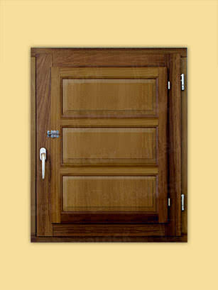 Ventana Europea de Madera Maciza de Iroko Huesca V1 3C Teñida (Cristal Transparente Incluido)