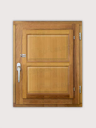 Ventana Europea de Madera Maciza de Iroko Huesca V1 2C Barniz (Cristal Transparente Incluido)