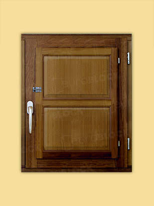 Ventana Europea de Madera Maciza de Iroko Huesca V1 2C Teñida (Cristal Transparente Incluido)
