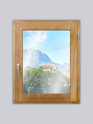 Ventana Europea de Madera Maciza de Iroko V1 Crudo (Cristal Transparente Incluido)