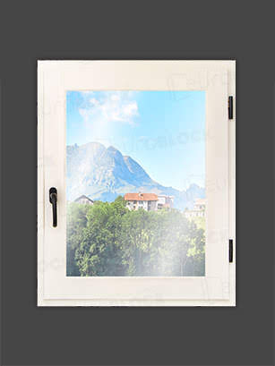 Ventana Europea de Madera Maciza de Iroko V1 Lacada (Cristal Transparente Incluido)