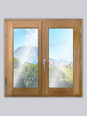 Ventana Europea de Madera Maciza de Iroko V2 Crudo (Cristal Transparente Incluido)