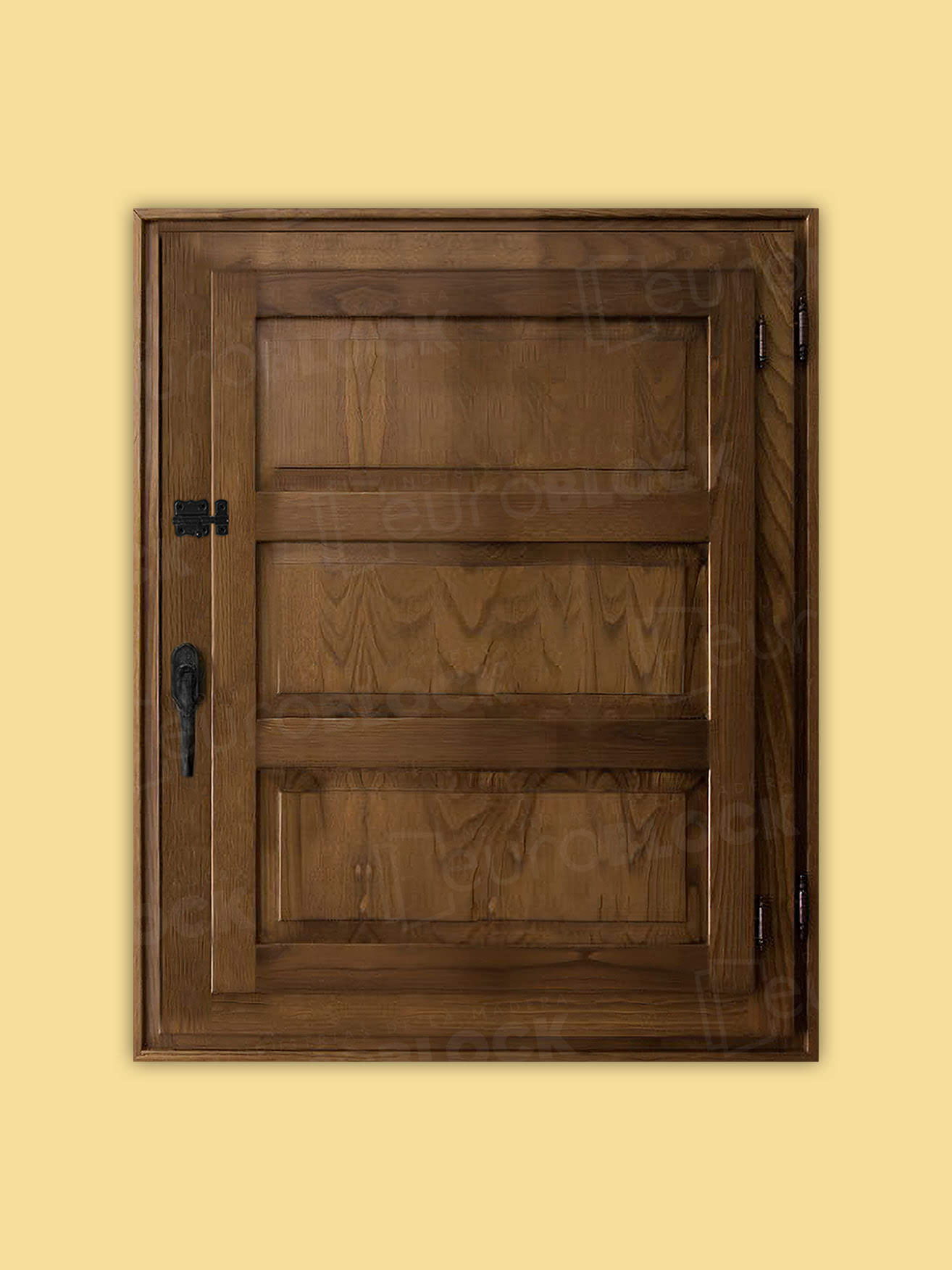 Ventana Europea de Madera Maciza de Pino Huesca V1 3C Teñida (Cristal Transparente Incluido)