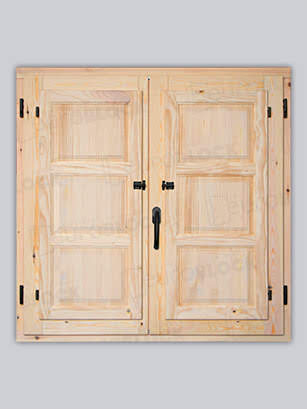 Ventana Europea de Madera Maciza de Pino Huesca V2 Crudo (Cristal Transparente Incluido)