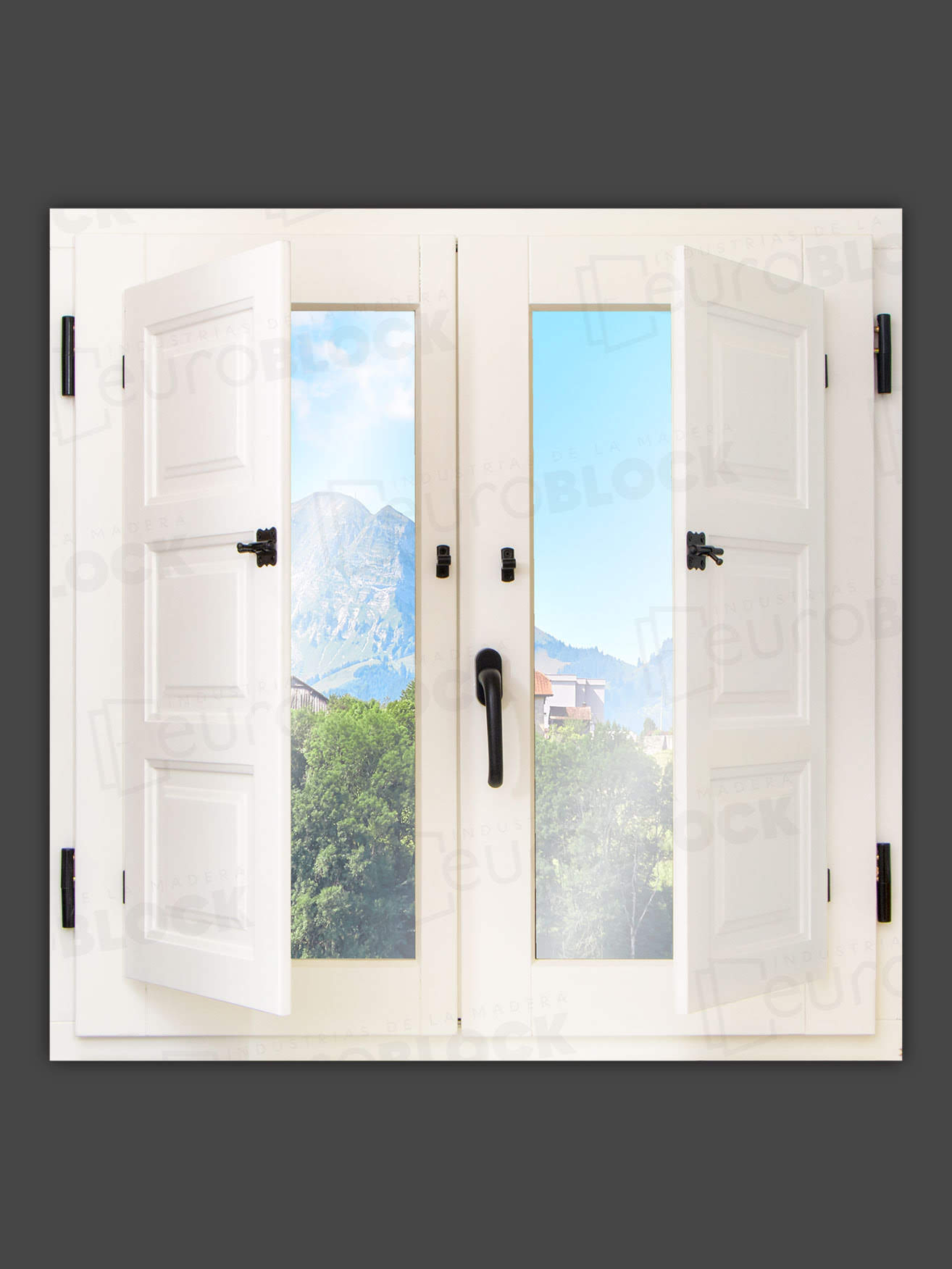 Ventana Europea de Madera Maciza de Pino Huesca V2 Lacada (Cristal Transparente Incluido)