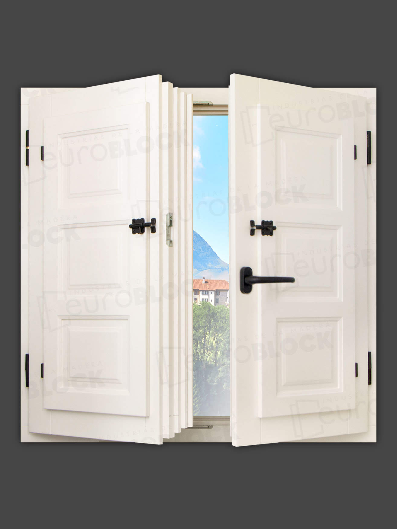 Ventana Europea de Madera Maciza de Pino Huesca V2 Lacada (Cristal Transparente Incluido)