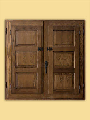 Ventana Europea de Madera Maciza de Pino Huesca V2 Teñida (Cristal Transparente Incluido)