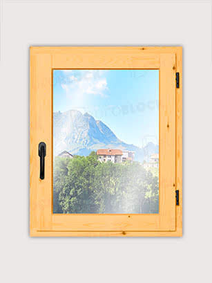 Ventana Europea de Madera Maciza de Pino V1 Barniz (Cristal Transparente Incluido)