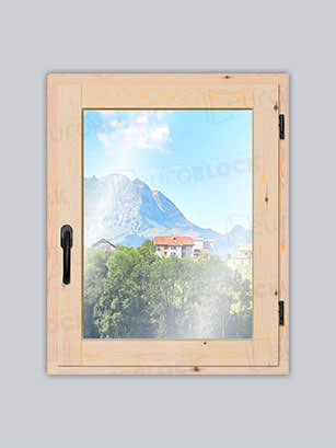 Ventana Europea de Madera Maciza de Pino V1 Crudo (Cristal Transparente Incluido)