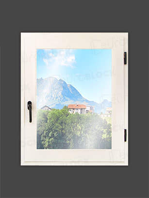 Ventana Europea de Madera Maciza de Pino V1 Lacada (Cristal Transparente Incluido)