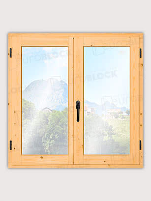 Ventana Europea de Madera Maciza de Pino V2 Barniz (Cristal Transparente Incluido)