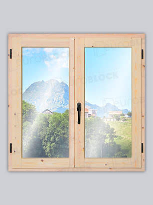 Ventana Europea de Madera Maciza de Pino V2 Crudo (Cristal Transparente Incluido)