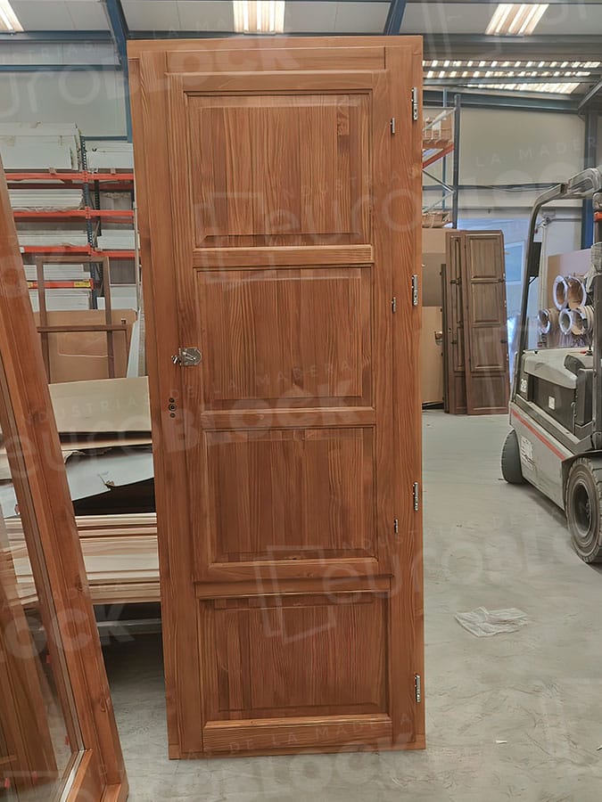 Balconera Europea de 200 cm de Madera Maciza de Pino Huesca V1 Teñida (Cristal Transparente Incluido)